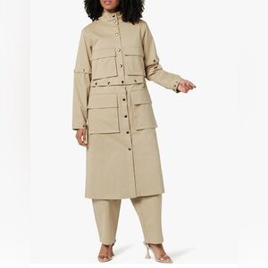 TAKKUNDA THE DROP Sz L Travertine Convertible Lined Trench Coat NEW WITH TAG